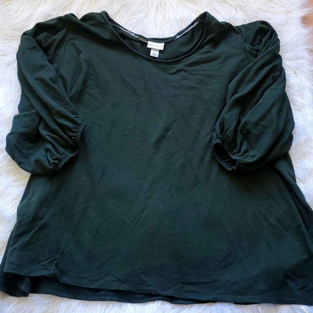 Ava&viv dark  green 3/4 sleeve shirt
